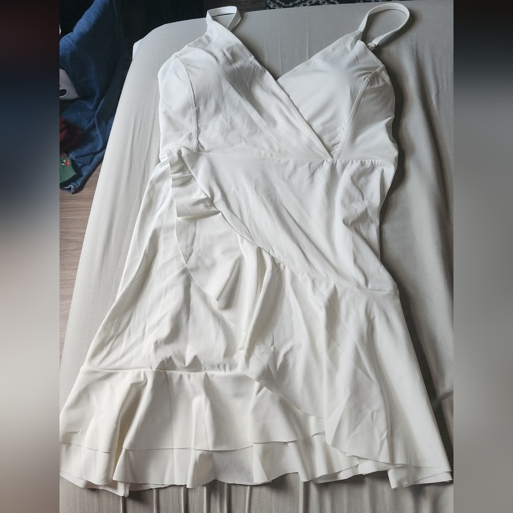 Halara white dress with separate shorts